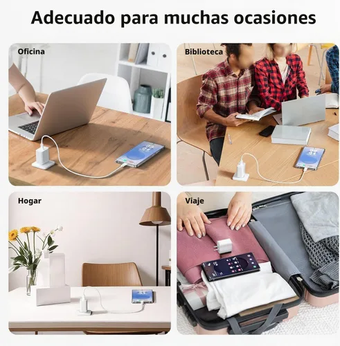 Vista 7 de Paquete de 3 cargadores tipo C con cable de 1.8 m de carga rápida para iPhone 17/16/15, bloques de carga USB C de 25 W súper rápidos para Samsung