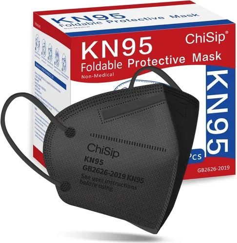 Vista 9 de ChiSip Mascarillas KN95 para adultos, mascarillas desechables de 5 capas Negro