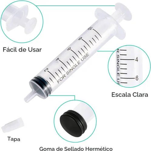 Vista 3 de JOLLY PARTY Jeringa de plástico de 10ml, jeringa pequeña con tapa de punta, paquete de 30 jeringas orales para laboratorios científicos