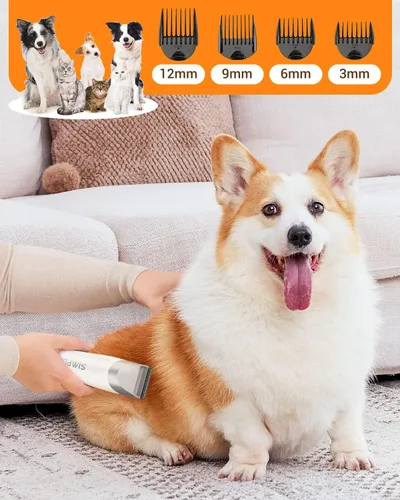 Vista 5 de Kit de aseo para perros 6 en 1, aspiradora blanca plateada para perros para arrojar cabello en casa