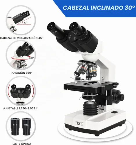 Vista 4 de HSL Microscopio binocular compuesto 40x-2500x para adultos profesional,microscopios para estudiante educar,Microscopio biológico LAB Micro Scope