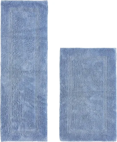 Vista 24 de Better Trends - Juego de 2 alfombras de baño 100% algodón, extra suaves, con borlas, de 17" x 24", alfombra de baño superabsorbente y reversible
