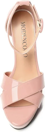 Vista 38 de MODENCOCO Sandalias de boda con correa de tobillo sexy para mujer, con plataforma y puntera abierta, tacón de aguja y tacón alto, zapatos de vestir