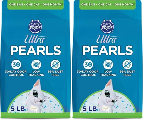 Vista 10 de Ultra Pearls Arena Premium para Gatos - 99.9% Libre de Polvo, Bajo Rastreo, Suave en las Patas, Sin Fragancia - 15 Libras Total