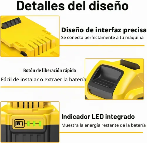 Vista 4 de Paquete de 4 baterías de iones de litio de 8000 mAh para batería Dewalt de 20 V Max, compatible con herramientas DCB200 DCB201 DCB204 DCB206 DCB207