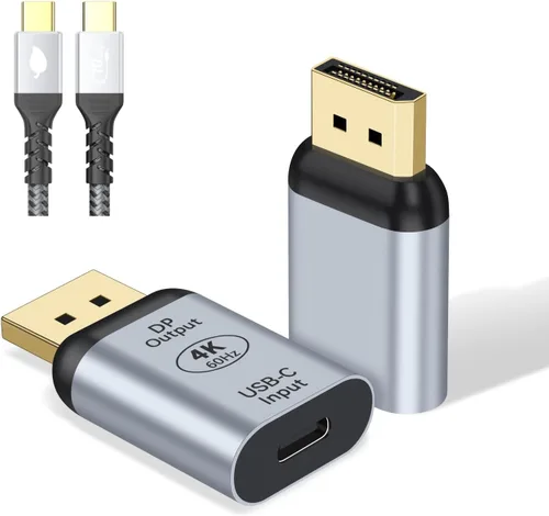 Vista 11 de Adaptador DisplayPort a USB C, 4K a 120Hz con adaptador USB C, convertidor DP macho a tipo C macho compatible con Nrea-l Air VR, MacBok Pro/Air