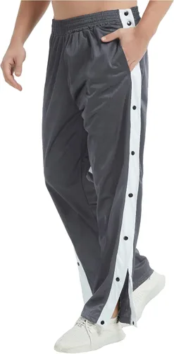 Vista 9 de THWEI Pantalones de chándal poscirugía con botón a presión para hombre Negro
