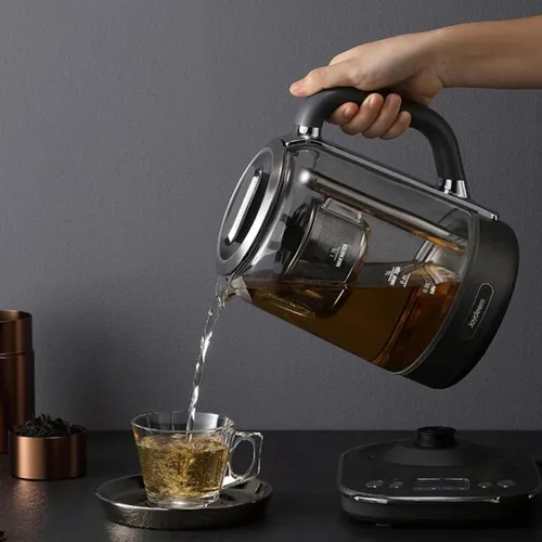 Vista 6 de Joydeem Máquina de té caliente, hervidor eléctrico de vidrio con infusor de té de elevación automática y control de temperatura, 1.7L, JD-ZC6088G