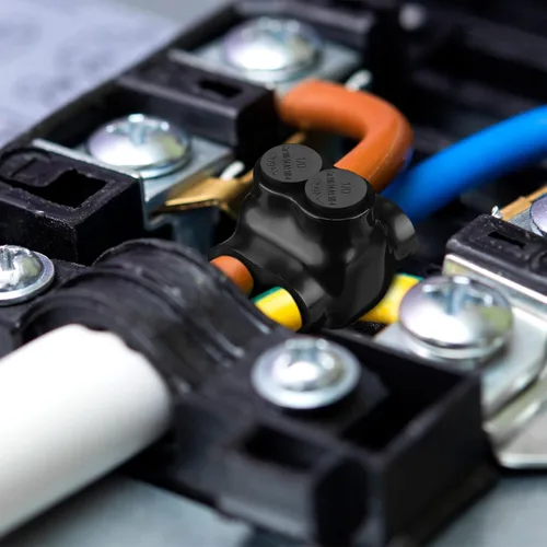 Vista 5 de Copkim 5 piezas de conectores de cable aislados de 2 puertos con empalme en línea de aluminio, conector de grifo de tapa precargado con inhibidor