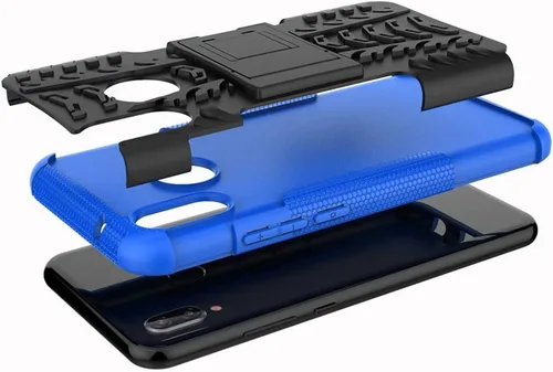 Vista 4 de Asuwish Funda para teléfono Huawei P20 Lite con protector de pantalla de vidrio templado y soporte delgado, híbrida, resistente, funda protectora