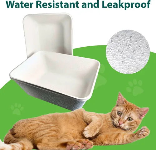 Vista 5 de ANGELYCIA Cajas de arena desechables para gatos, efecto de bicarbonato de sodio y máximo control de olores, 17.1 pulgadas de largo, 12.6 pulgadas
