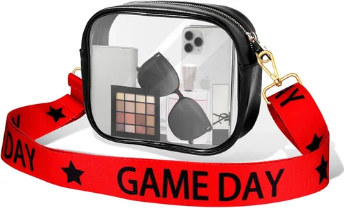 Vista 8 de Bolsa transparente para eventos de estadio, día de juego, bolsa transparente aprobada para estadios, bolsa cruzada de fútbol transparente para Negro