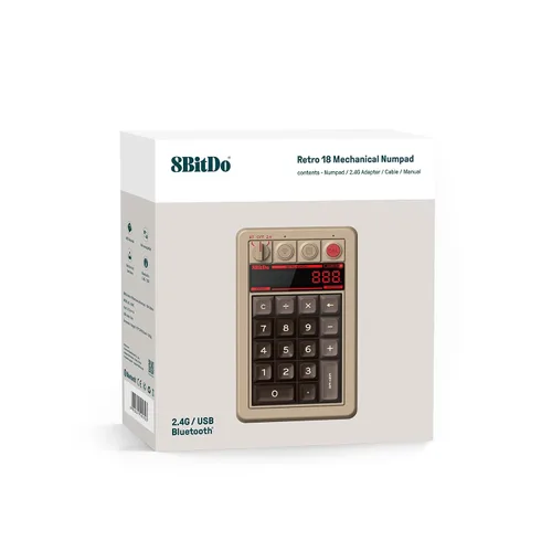 Vista 4 de 8BitDo Retro 18 Mechanical Numpad, Supports Calculator Mode, Bluetooth/2.4G/Wired Numpad for Windows and Android - C64 Edition