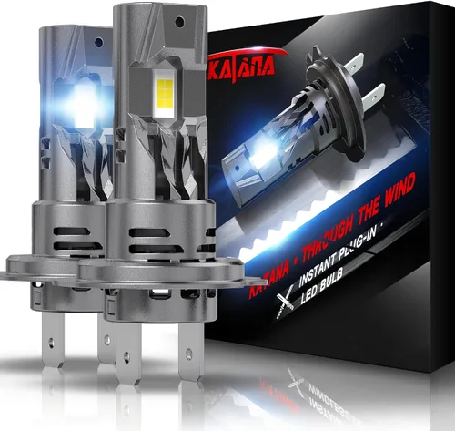 Vista 9 de KATANA Bombillas H4 mejoradas, 18000LM 6500K xenón blanco súper brillante tamaño mini con ventilador de refrigeración, luz antiniebla lista