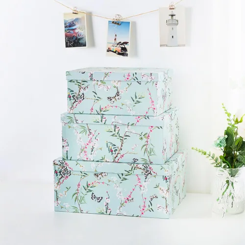 Vista 2 de Soul & Lane Cajas de almacenamiento de fotos de mariposas en vuelo (juego de 3): cajas anidables con tapas, contenedores de cartón decorativos