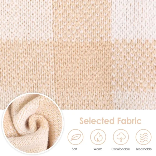 Vista 5 de Vestido de suéter para perro, ropa de Navidad a cuadros para perros Beige