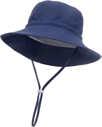 Vista 2 de Sombrero de sol para bebé de verano UPF 50+, sombrero de pescador de ala ancha, sombreros de playa para bebés niños y niñas de 0 a 6 años