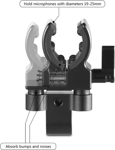 Vista 3 de SmallRig Soporte universal para micrófono de escopeta de 0.748-0.984 in de diámetro con gel de sílice elástico, a prueba de golpes y absorción