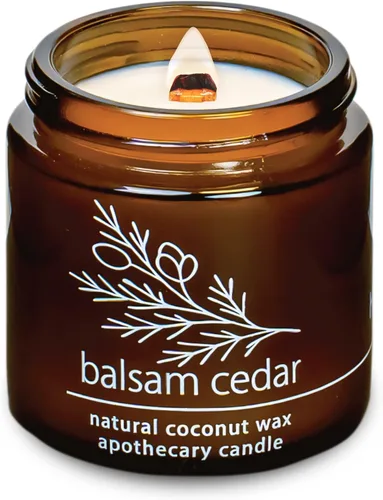 Vista 38 de Vela de mecha de madera agrietada Hemlock Park hecha a mano con cera de coco natural (grande de 16 oz, ámbar) Coconut Apricot Wax Crackling Wood