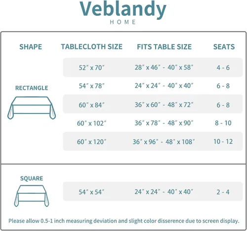 Vista 6 de Veblandy Mantel rectangular impermeable, a prueba de derrames, sin arrugas, mantel lavable, decoración de mesa de cocina, comedor, mantel de tela