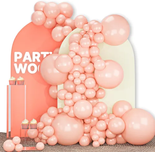 Vista 64 de PartyWoo - Globos nude de 140 piezas en diferentes tamaños de 18, 12, 10, 5 pulgadas, kit de arco de globos de color neutro y melocotón estilo boho