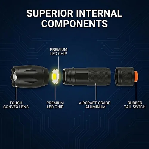 Vista 7 de Linterna LED de alto lúmenes, linternas para camping, senderismo, pasear perros, potentes linternas de emergencia con 5 modos para uso al aire