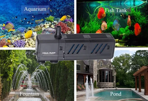 Vista 7 de MQ Bomba de agua sumergible de 130 GPH (500 L/H, 6 W) con filtros y boquillas de agua, ultra silenciosa para acuario, pecera, estanque, fuente