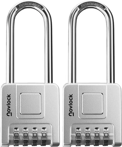 Vista 15 de Candado de Combinación de Grillete Largo de 2.76 Pulgadas para Exteriores e Interiores Resistente, Resistente a la Intemperie, Seguridad de 4