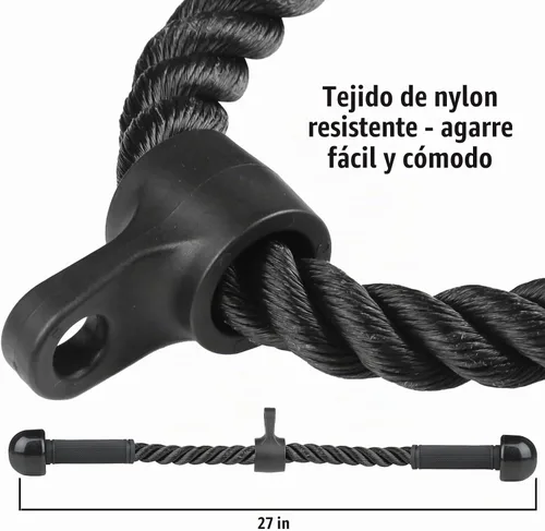 Vista 3 de Accesorio de Cable de Cuerda de Tríceps para Gimnasio, Accesorio de Jalón con Mangos de Goma, Accesorios para Máquina de Ejercicio, Sistema de Poleas