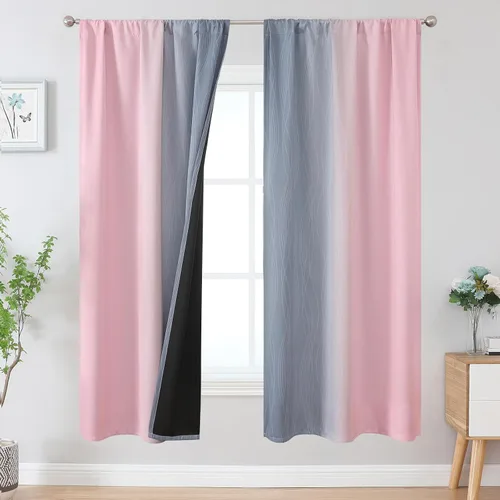 Vista 50 de Estelar Textiler Cortinas oscurecedoras beige y blanco grisáceo de 45 pulgadas de largo, cortinas graduadas con bloqueo de luz para baño, cortinas