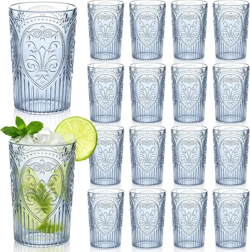 Vista 19 de 24 vasos de plástico vintage para agua potable de 16 onzas, a Verde