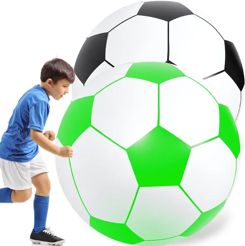 Vista 10 de Lewtemi 2 pelotas de fútbol inflables gigantes de 40 pulgadas, globos de playa grandes y enormes globos de fútbol, deporte, fiesta de cumpleaños