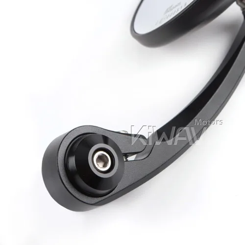 Vista 8 de KiWAV Espejos de extremo de barra de motocicleta Eclipse negro compatible con manillar roscado M6