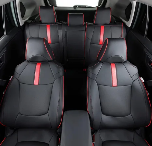 Vista 28 de Fundas de asiento RAV4 de ajuste personalizado, piel sintética impermeable para Toyota RAV4 2013-2018 (beige)
