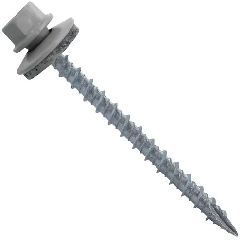 Vista 61 de 10 tornillos para techos de metal gris ABC de 2-1/2 pulgadas, cabezal de arandela hexagonal, arranque automático/roscado, arandela EPDM. 1 bolsa