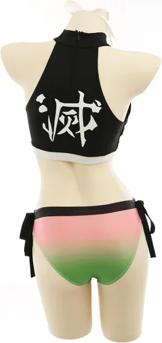 Vista 3 de haikyuu Bikini para mujer, estilo anime, traje de baño japonés de dibujos animados