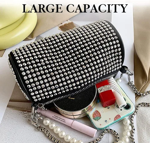 Vista 5 de JBB Rhinestone Clutch Purses For Women Glitter Purse Bling Evening Handbags Chain Strap Mini Party Bag Small