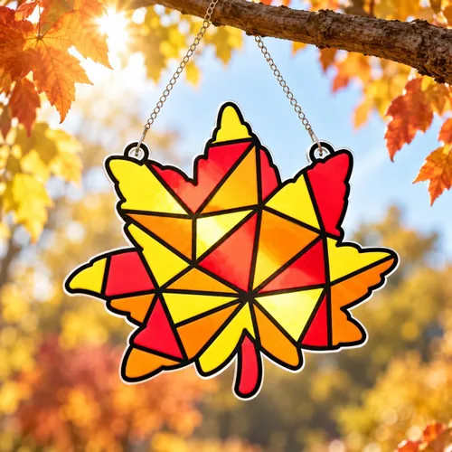 Vista 5 de Qyeahkj Manualidades de otoño Adhesivo de hojas de arce de vidrio teñido Juego de pegatinas de Acción de Gracias Hojas de arce de vidrio hechas