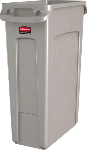 Vista 16 de Rubbermaid Commercial Products - Basurero de reciclaje, diseño rectangular con canales de ventilación, modelo Slim Jim, Beige