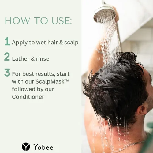 Vista 5 de Yobee Champú reequilibrante – Cuidado del cuero cabelludo seco, escamoso y con picazón sin sulfato Champú probiótico con miel orgánica, cúrcuma