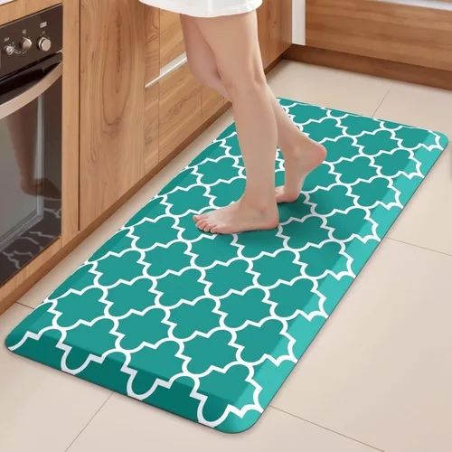 Vista 65 de WISELIFE Tapete de cocina acolchado antifatiga, 17.3 x 28 pulgadas, antideslizante, resistente, de PVC, ergonómico, impermeable, cómodo