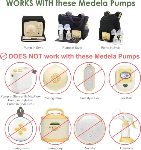 Vista 2 de Maymom Kit de extractor de leche compatible con bomba Medela in Style Advanced Pump; 2 protectores de pecho de 0.67 pulgadas de dos piezas, 2