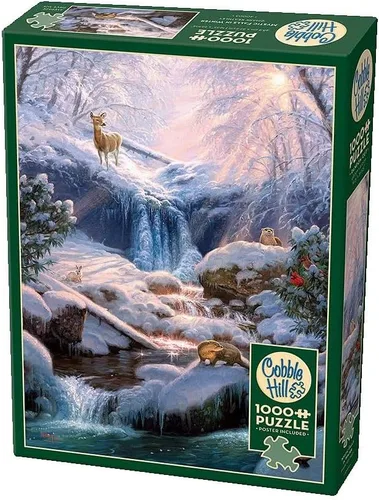 Vista 2 de Cobble Hill - Rompecabezas de 1000 piezas - Mystic Falls in Winter - Muestra de póster incluido