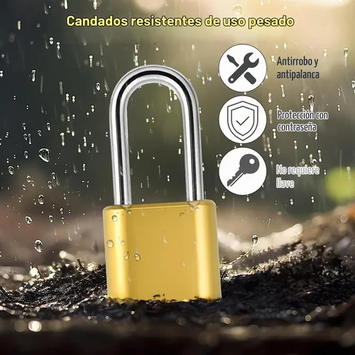 Vista 3 de Lockwise Candado de combinación resistente de 4 dígitos, paquete de 2