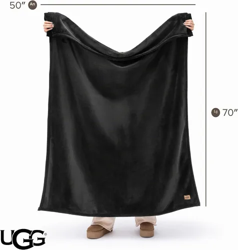 Vista 3 de UGG Coco - Manta acogedora para sofá y cama, 50 x 70 pulgadas, color negro (tinta)