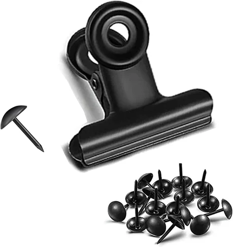 Vista 16 de Pinzas Bulldog con agujero para pasador, clips de archivo de papel con resorte fuerte, clips de metal pequeños, abrazaderas de sellado para bolsas
