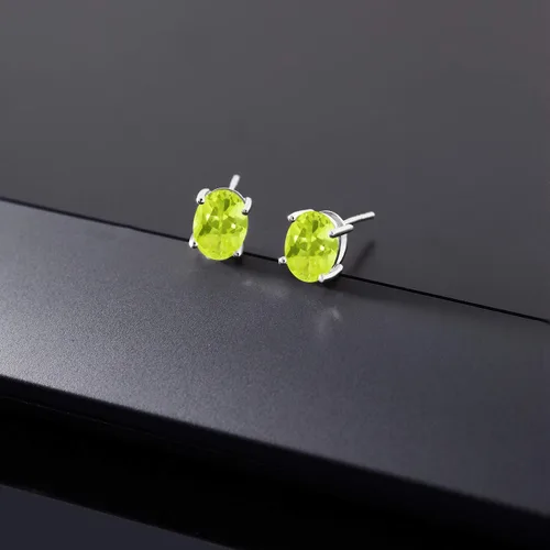Vista 127 de Gem Stone King Aretes de oro de 14 quilates con piedra natal ovalada de 0.315 x 0.236 in Aretes de oro para mujer