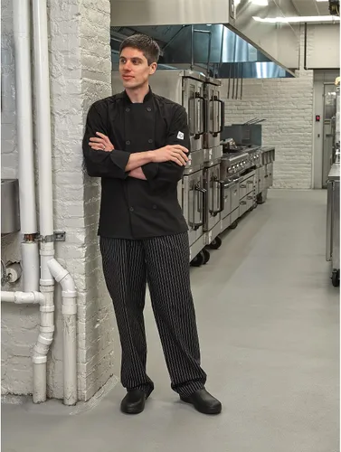 Vista 5 de Chamarra de cocina unisex Mercer Culinary con botones tradicionales, M, Negro, 1