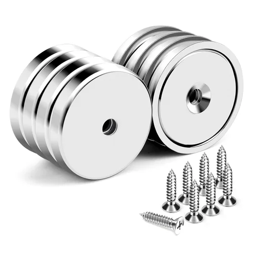 Vista 11 de Imanes de taza con agujero avellanado, imán con tornillo, imanes con base redonda con fuerza de sujeción industrial, 60 libras de fuerza