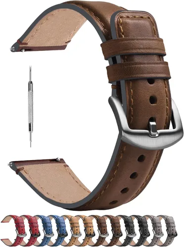 Vista 11 de Fullmosa Correa de reloj de liberación rápida de 0.866 in, 0.787 in y 0.709 in, bandas de cuero bruñido para Samsung Galaxy Watch/Garmin Watch